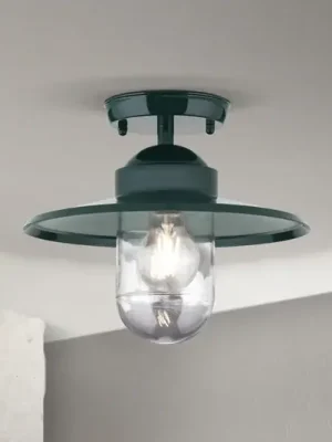 Vysoce Kvalitní Venkovní stropní lampa Edward, zelená, Ø 27,5 cm, hliník/sklo
