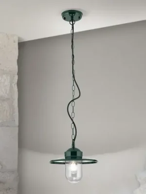 Venkovní závěsné svítidlo Edward, zelené, Ø 27,5 cm, hliník/sklo Levný