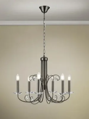 Lustr Ariane, nikl, Ø 67,5 cm, křišťál, 6 světel. Bezpečná Platba