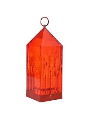 Kartell LED dobíjecí stolní lampa Lantern, červená, recyklovaná, IP54 Sleva