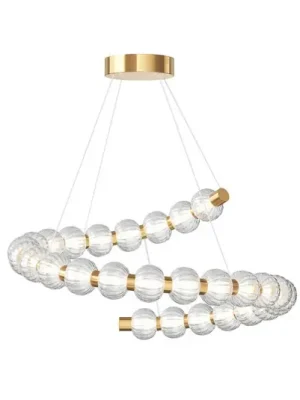 Cenová Bomba Závěsné svítidlo Maytoni LED Amulet, Ø 80 cm, čiré / zlaté, sklo