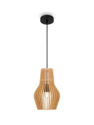 Nová Kolekce Závěsná lampa Maytoni Roots, Ø 20 cm, výška 31 cm, dřevo/černá barva