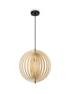 Must-Have Závěsné svítidlo Maytoni Roots, kulový tvar, Ø 43 cm, dřevo/černá barva