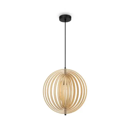 Must-Have Závěsné svítidlo Maytoni Roots, kulový tvar, Ø 43 cm, dřevo/černá barva