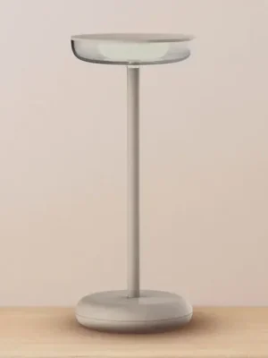 Vysoce Kvalitní LED dobíjecí světlo na terasu Pasi béžová výška 26 cm kovový dotyk