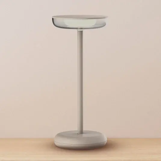 Vysoce Kvalitní LED dobíjecí světlo na terasu Pasi béžová výška 26 cm kovový dotyk