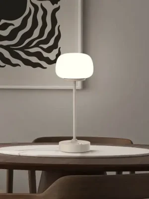 Ihned K Objednání LED dobíjecí stolní lampa Pina béžová Výška 27,8 cm Kov/sklo Dotyková