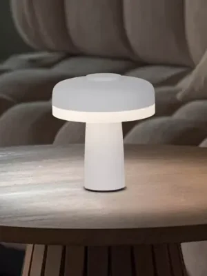 Víkendová Akce LED dobíjecí stolní lampa Pilu, bílá, výška 16,5 cm kovová touchdim