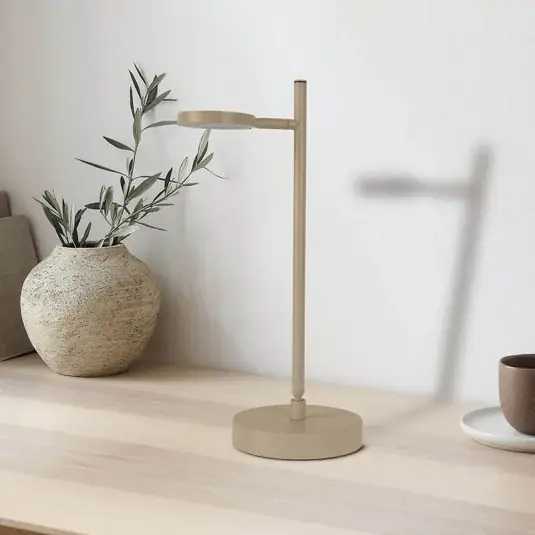 LED dobíjecí stolní lampa Lupa, béžová, výška 45 cm, kovová touchdim Cenově Výhodný