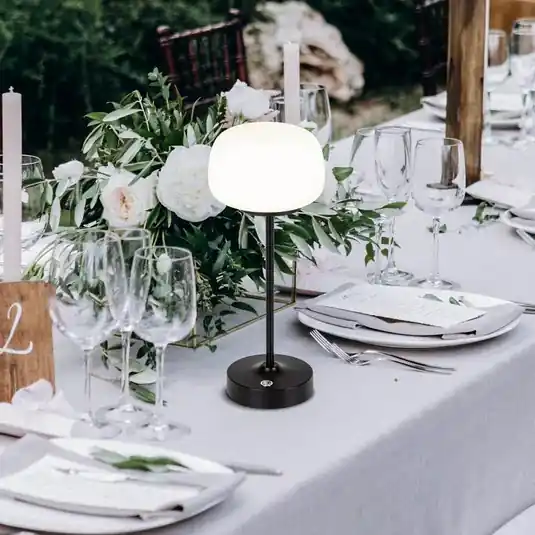 Aktuální LED dobíjecí stolní lampa Pina černá 27,8 cm kov/sklo Touch