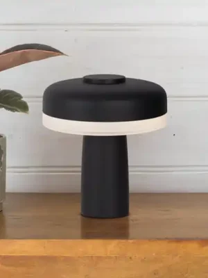 Tovární Cena LED dobíjecí stolní lampa Pilu černá výška 16,5 cm kov touchdim