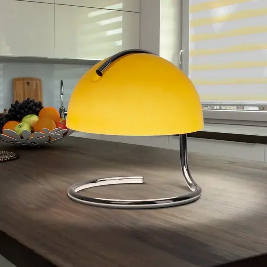 Akční Cena Stolní lampa Burano, žlutá, výška 25 cm, sklo/kov, E27