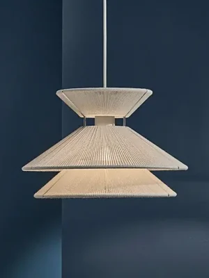 Originální Závěsná lampa FRANDSEN Kiku bílá, Ø 35,5 cm, kov/látka