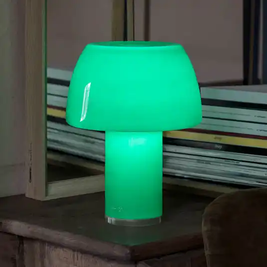 Nemo LED dobíjecí stolní lampa Lorosae, zelená, sklo, IP54, USB Expresní Doručení