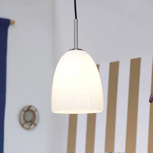 Finální Výprodej Dyberg Larsen závěsná lampa Jazz, Ø 18 cm, opál/ocel, sklo