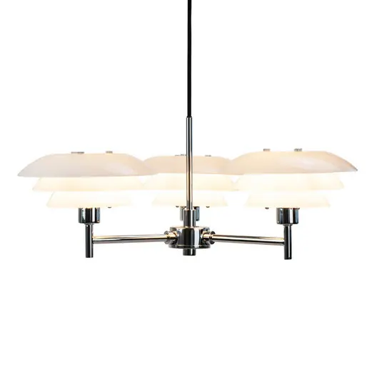 Lustr Dyberg Larsen DL20, opál/chrom, Ø 50 cm, 3 světla. Tovární Cena