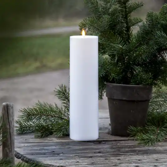 LED svíčka Flamme Rak 37,5 cm bílá plastová na baterie Výprodej