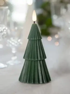 LED svíčka Flamme Grany, zelená, 15 cm, pravý vosk, na baterie Must-Have
