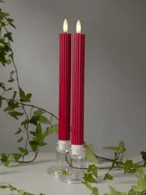 LED svíčka Flame Stripe, červená, 25 cm, vosk, baterie sada 2 ks Akční Cena