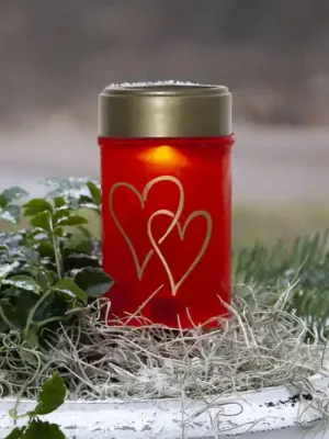 LED solární zemní světlo Hearty, červené/zlaté, 12 cm, plastové Top Prodej