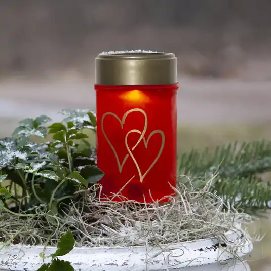 LED solární zemní světlo Hearty, červené/zlaté, 12 cm, plastové Top Prodej