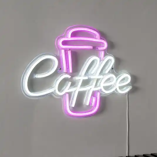 Super Cena Kávové LED nástěnné svítidlo, růžová/bílá, plexisklo, 40 x 30 cm USB