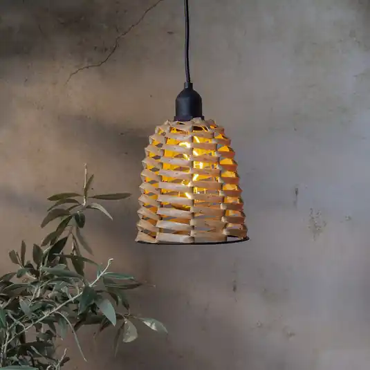 Akce LED venkovní závěsné světlo Provázek hnědý plast Ø 15cm baterie