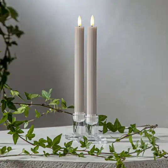 Nejlepší Cena LED svíčka Flamme Stripe, béžová, 25 cm, na voskové baterie, sada 2 ks