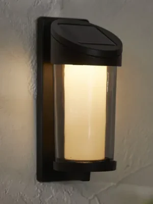 Horká Nabídka LED solární venkovní nástěnné svítidlo Alippa, černé Výška 21 cm kovové