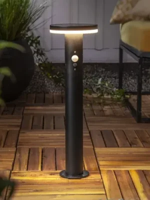 Solární LED podstavec Valletta Sensor černý kov 50 cm Výhodná Nabídka