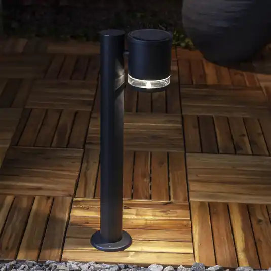 Ihned K Objednání LED solární podstavec Vienna, černý, kov, výška 50 cm