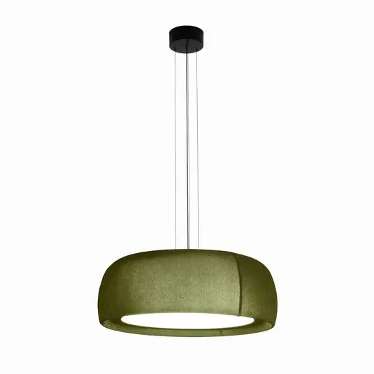 LEDS-C4 LED závěsná lampa Gong, zelená, 2 700 K, Ø 61,2 cm, tkanina Výprodej