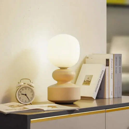 Super Cena Lucande stolní lampa Fidelo, bílá/žlutá, 38 cm, sklo, keramika
