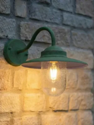 Zlevněný Venkovní nástěnné svítidlo Lindby Bilma, zelené, sklo, výška 29 cm