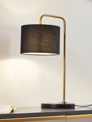 Zlevněný Stolní lampa Lindby Hillary, černá/zlatá, mramor, 49 cm