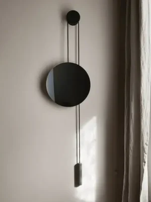 Cenový Hit New Works zrcadlo Rise and Shine, černé, Ø 45 cm, sklo