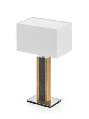 Vrácení Zdarma HerzBlut stolní lampa Karl G, hranatá, dřevo/granit, bílá, E27
