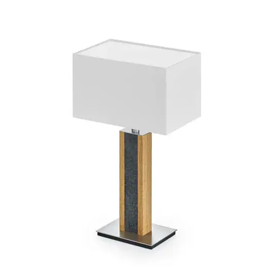 Vrácení Zdarma HerzBlut stolní lampa Karl G, hranatá, dřevo/granit, bílá, E27