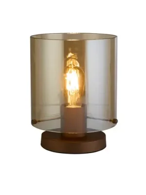 Stolní lampa Švédsko, moka/jantarová, ocel, sklo, E27 Víkendová Akce