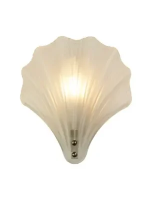 Značkový Nástěnné svítidlo Shell, bílé satinované, tvar mušle, sklo, IP44