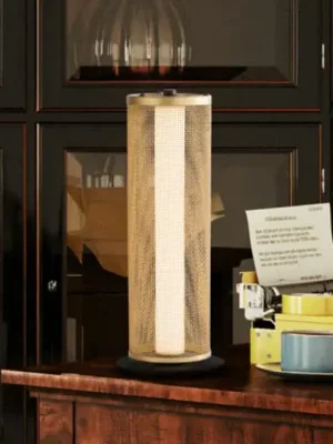Super Cena Stolní lampa LED Thread, zlatá barva, 3stupňové stmívání, ocel