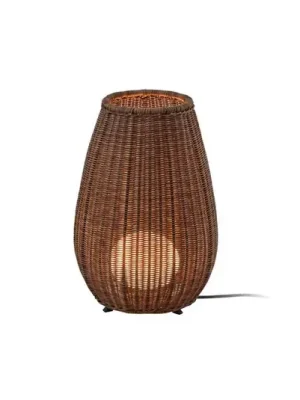 Stolní lampa Bover LED Amphora, hnědá/ratan-hnědá, 47 cm Aktuální