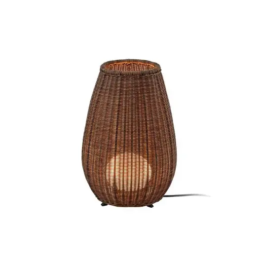 Stolní lampa Bover LED Amphora, hnědá/ratan-hnědá, 47 cm Aktuální