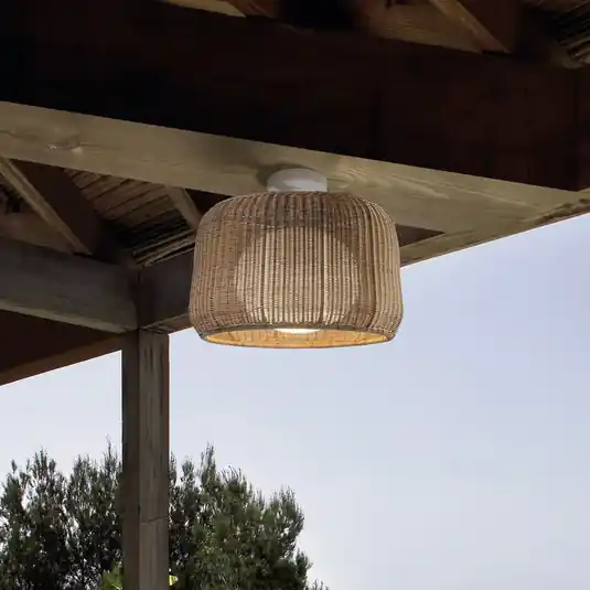 Venkovní stropní svítidlo Bover Fora, přírodní bílá/béžová, Ø 50 cm Dokud Zásoby Vydrží