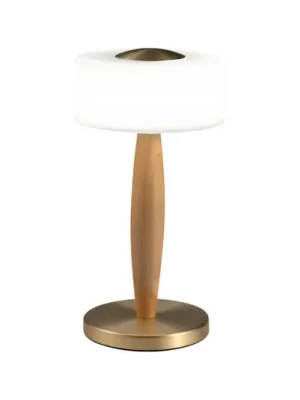 Elea LED stolní lampa, mosazná barva, výška 29 cm, sklo, dřevo Novinka