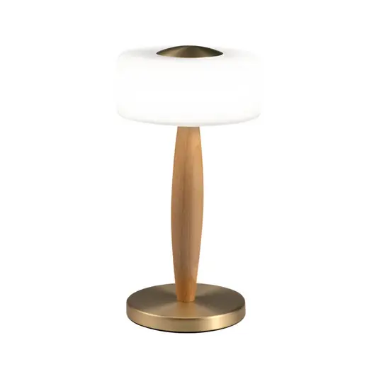 Elea LED stolní lampa, mosazná barva, výška 29 cm, sklo, dřevo Novinka