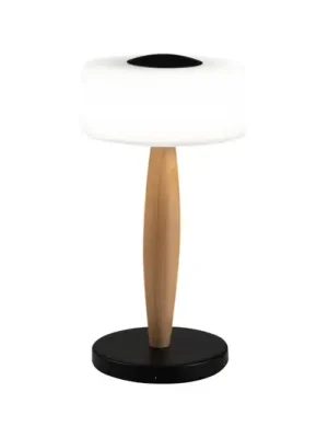 Stolní lampa Elea LED, černá, výška 29 cm, sklo, dřevo Novinka