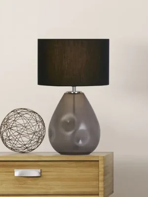Stolní lampa Devon, černá/kouřově šedá Výška 44,5 cm textil/sklo Časově Omezené