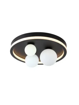 Stropní svítidlo Trident LED, černé, Ø 40 cm, ocel/opálové sklo Oblíbený