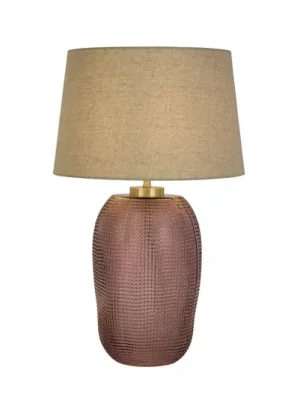 Novinka Stolní lampa Ametyst, béžová/růžová, výška 37 cm, textil/sklo